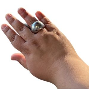 3/$15! Addition Elle stunning silver steel metal plus size 10 ring